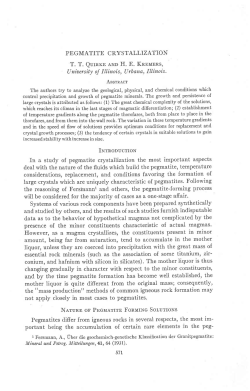 PEGMATITE CRYSTALLIZATION T. T. Qurnrn eNo H. E. Knnuons