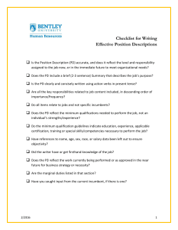 Checklist for Writing Effective Position Descriptions