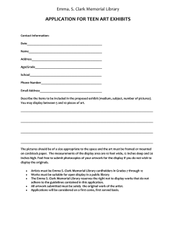 APPLICATION FOR TEEN ART EXHIBITS