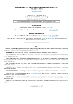 mineral and petroleum resources development act no. 28 of 2002