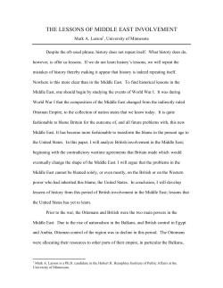 THE LESSONS OF MIDDLE EAST INVOLVEMENT