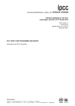 IPCC Trust Fund Programme and Budget