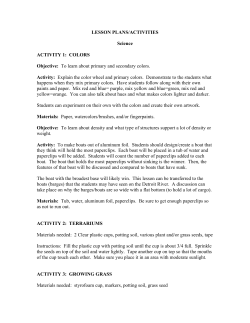 LESSON PLANS/ACTIVITIES Science ACTIVITY 1: COLORS