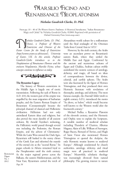 Marsilio Ficino and Renaissance Neoplatonism