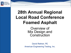 28th Annual Regional Local Road Conference Foamed Asphalt