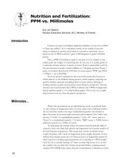 Nutrition and Fertilization: PPM vs. Millimoles