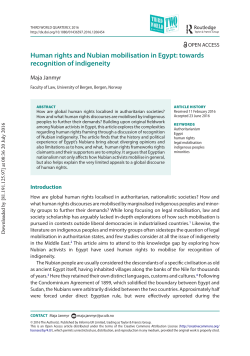 Human rights and Nubian mobilisation in Egypt: towards recognition