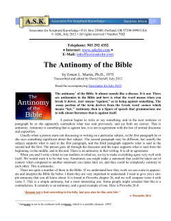 The Antinomy of the Bible - Associates for Scriptural Knowledge