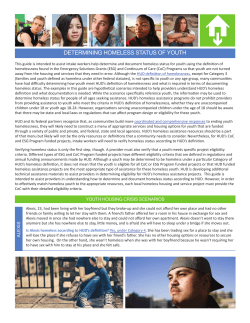 Determining Homeless Status of Youth Quick Guide