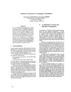 Stylistic Grammars in Language Translation