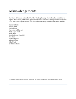 Acknowledgements - Max Warburg Courage Curriculum