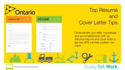 Student Resume and Cover Letter Tip Sheet