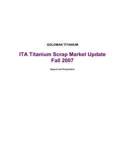 ITA Titanium Scrap Market Update Fall 2007