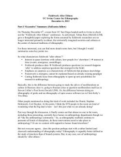 Fieldwork After Ethnos UC Irvine Center for Ethnography December
