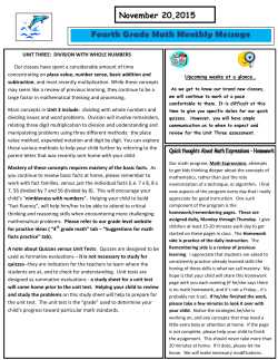 Unit 3 Newsletter - 4th Grade at Douglass Elementary