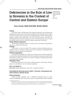 Deficiencies in the Rule of Law in Slovenia in the Context of Central