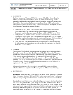 Appendix 1- Emory University Policy for Oversight of