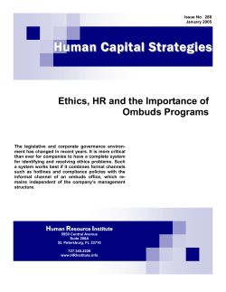 Ethics, HR and the Importance of Ombuds Programs