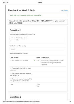 Feedback &mdash; Week 2 Quiz