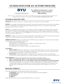 guidelines for an actor`s resume