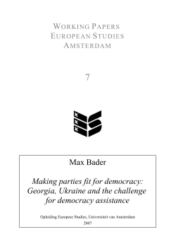 Max Bader Making parties fit for democracy: Georgia, Ukraine and