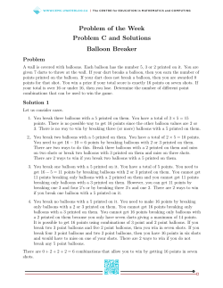 Problem of the Week Problem C and Solutions Balloon Breaker