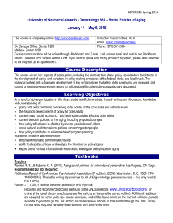 GERO 635 Social Policies of Aging