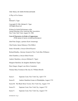 THE TRIAL OF JOHN PETER ZENGER A Play in Five Scenes by