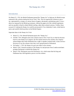 The Stamp Act, 1765 Introduction - The Gilder Lehrman Institute of