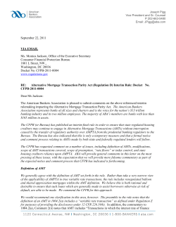Letter to CFPB on Alternative Mortgage Transaction Parity (Reg D)