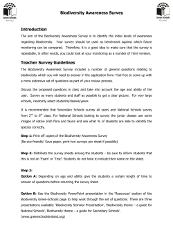 Biodiversity Awareness Survey Introduction Teacher Survey