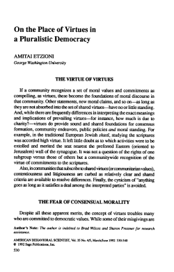 On the Place of Virtues in a Pluralistic Democracy