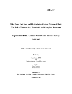 Child Care, Nutrition and Health in the Central Plateau of Haiti