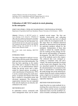 Utilization of ABC/XYZ analysis in stock planning in the