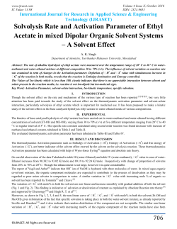 Solvolysis Rate and Activation Parameter of Ethyl Acetate