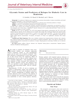 Glycemic Status and Predictors of Relapse for Diabetic Cats in