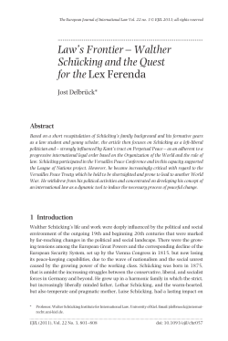 Law`s Frontier &ndash; Walther Sch&uuml;cking and the Quest for the Lex Ferenda