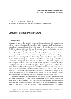 Language, Bilingualism and Culture