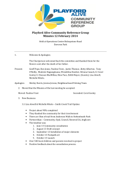 Playford Alive Community Reference Group Minutes 12 February 2014