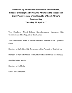 Final Statement for 2017 South Africa Freedom Day by Sen. the Hon