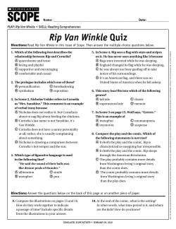 Rip Van Winkle Quiz