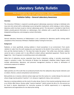 Radiation Safety &ndash; General Laboratory Awareness