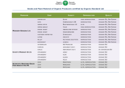 Seeds and Plant Material of Organic Producers