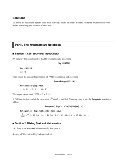 Solutions Part I. The Mathematica Notebook