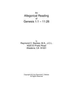 Allegorical Reading Genesis 1:1 &ndash; 11:26