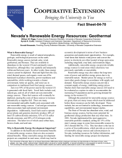 Nevada`s Renewable Energy Resources: Geothermal