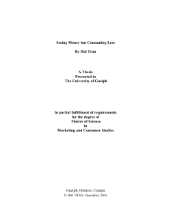 Seeing Money but Consuming Less By Hai Tran A