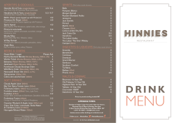 Drinks menu