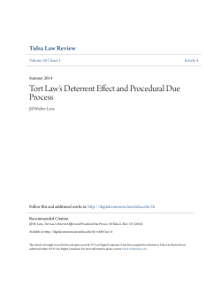 Tort Law`s Deterrent Effect and Procedural Due Process