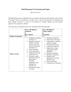 Math Placement Test Format and Topics